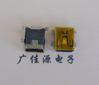 广西MINI USB 5P 接口 母座 全贴带麦拉 高9.6带0.9柱子