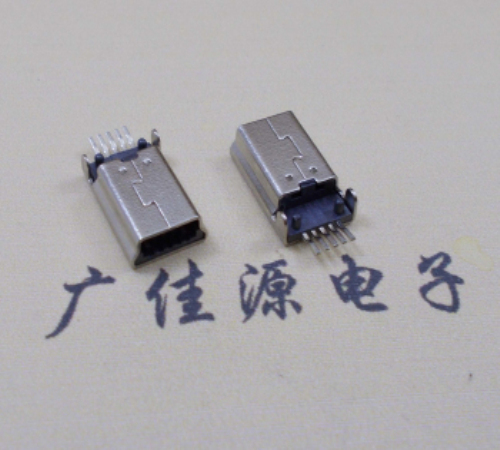 广西MINI USB公头 5pin端子贴板带柱 10.7mm体长