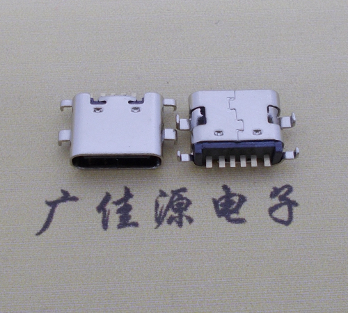 广西简易充电type c6P母座沉板1.6mm接口