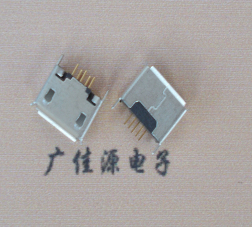 广西Micro usb立插180度 5p针加长2.0mm卷边雾锡