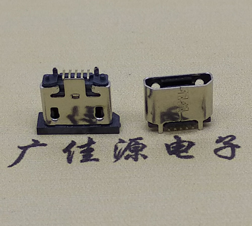 广西micro usb5p母座立式贴板H=5.1无边有柱