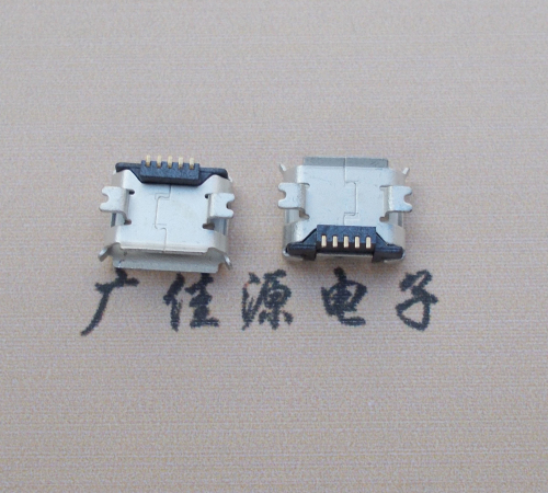 广西Micro USB 5PIN接口,B型垫高0.9mm鱼叉脚贴片雾锡卷边