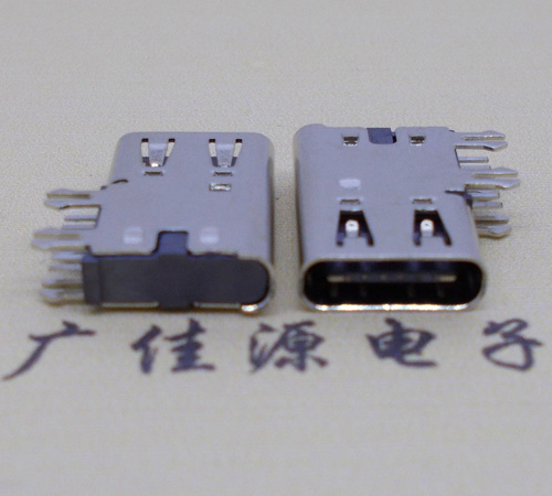 广西侧插USB3.1接头座子.90度type-c母座.6p侧插连接器