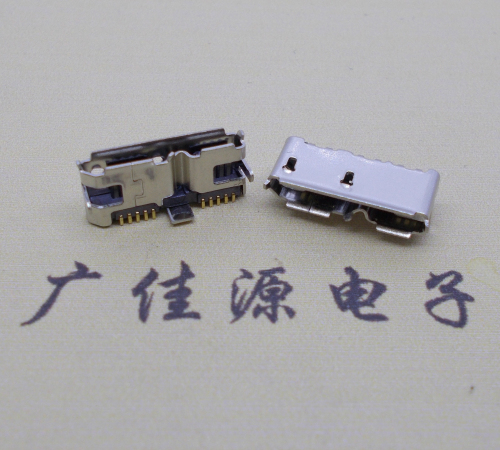 广西 双接口micro usb3.0母座有卷边10pin三个固定脚插板