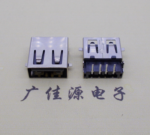 广西usb2.0 AF90°母座沉板1.9mm带弹片前贴后插