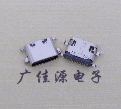 广西type c16p沉板母座破板0.8mm/1.0mm/1.2mm/1.6mm四脚插板端子SMT总体长度L=6.5mm