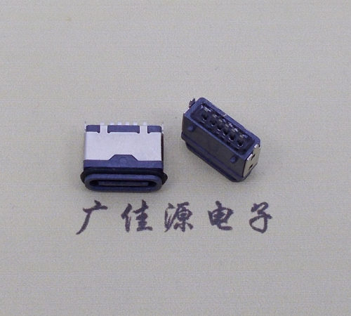 广西usb type c6p防水立插母座两脚插带定位柱