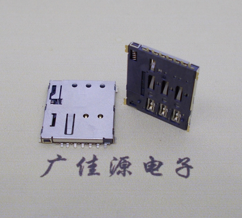 广西NANO SIM 自弹式卡座 1.37H 带CD测试7Pin 手机卡座连接器
